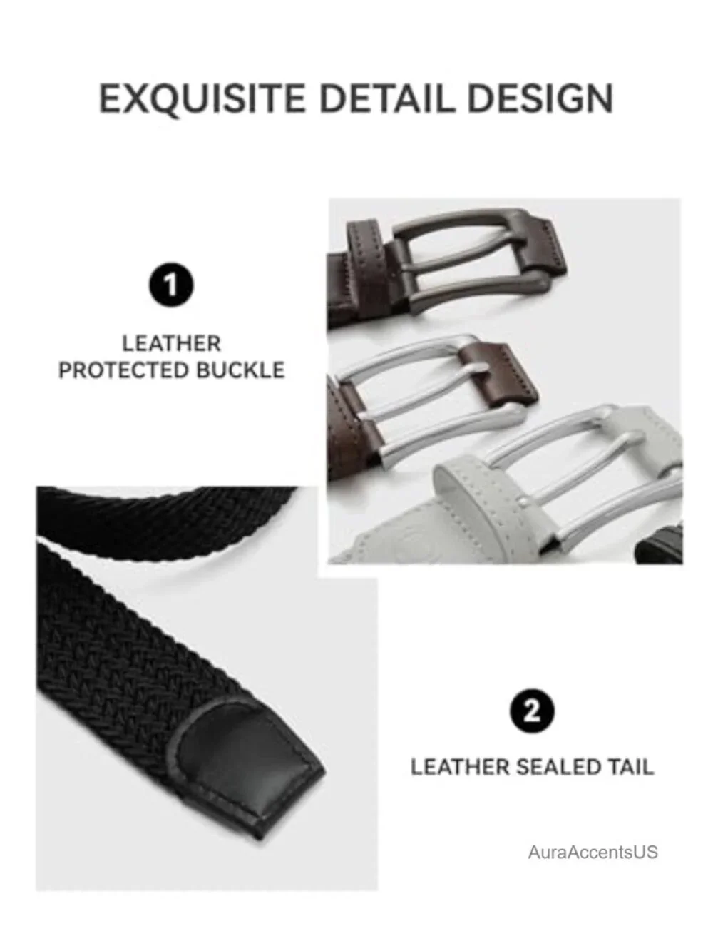 Stretch Elastic Belt, Adjustable No-Hole Golf Casual